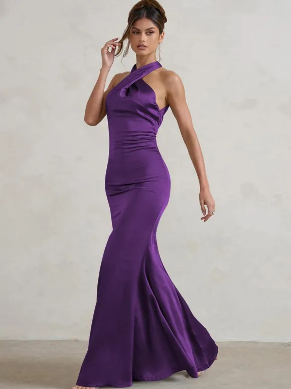 Bridesmaid Dresses Mermaid Floor-Length Zipper Satin Fabric Wedding Party Dress