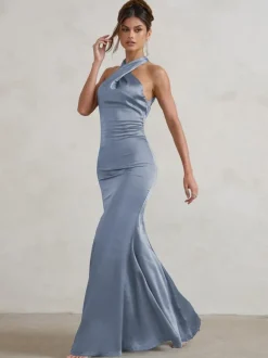 Bridesmaid Dresses Mermaid Floor-Length Zipper Satin Fabric Wedding Party Dress