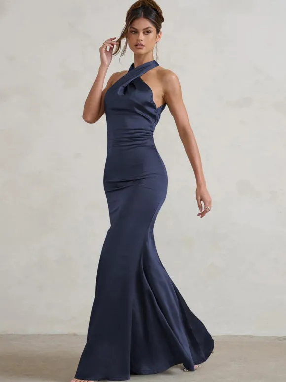 Bridesmaid Dresses Mermaid Floor-Length Zipper Satin Fabric Wedding Party Dress
