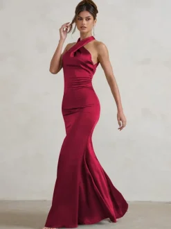 Bridesmaid Dresses Mermaid Floor-Length Zipper Satin Fabric Wedding Party Dress