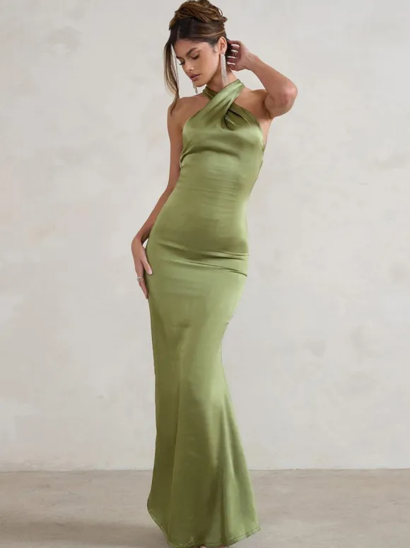 Bridesmaid Dresses Mermaid Floor-Length Zipper Satin Fabric Wedding Party Dress