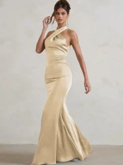 Bridesmaid Dresses Mermaid Floor-Length Zipper Satin Fabric Wedding Party Dress