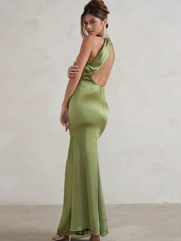 Bridesmaid Dresses Mermaid Floor-Length Zipper Satin Fabric Wedding Party Dress
