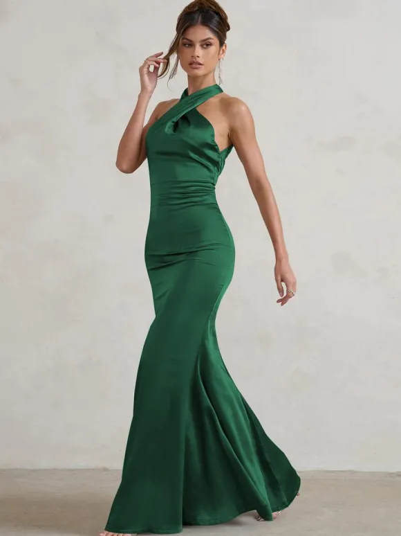 Bridesmaid Dresses Mermaid Floor-Length Zipper Satin Fabric Wedding Party Dress