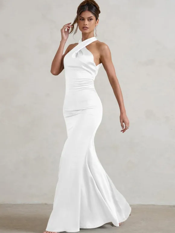 Bridesmaid Dresses Mermaid Floor-Length Zipper Satin Fabric Wedding Party Dress