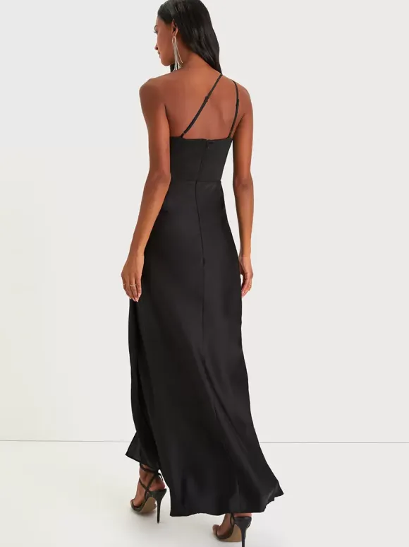 Bridesmaid Dresses One Shoulder High Slit Ruching Mermaid Prom Maxi Dress
