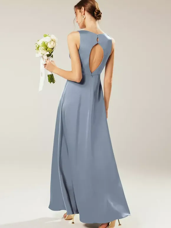 Bridesmaid Dresses Satin Fabric A-Line Floor-Length Prom Dress