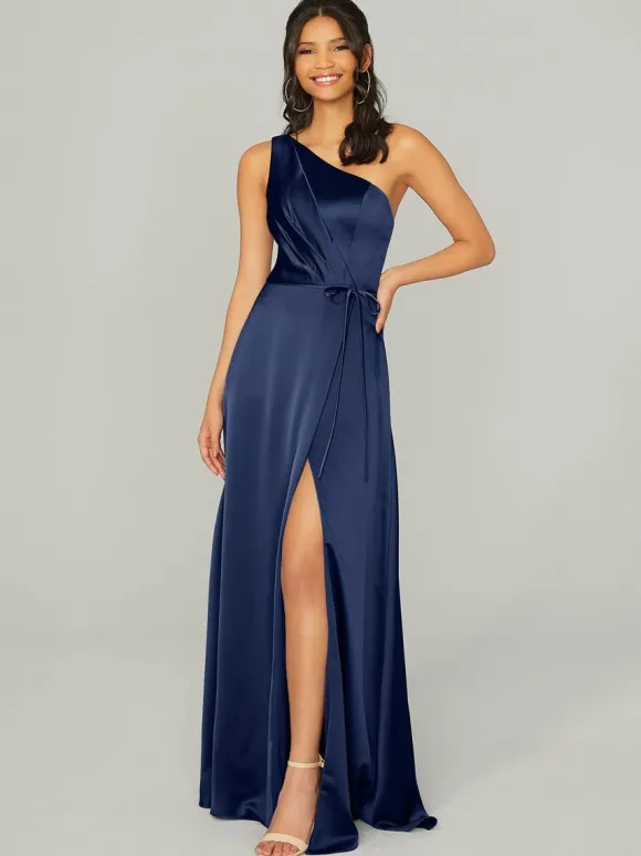 Bridesmaid Dresses Satin Fabric A-Line Floor-Length Wedding Party Dress