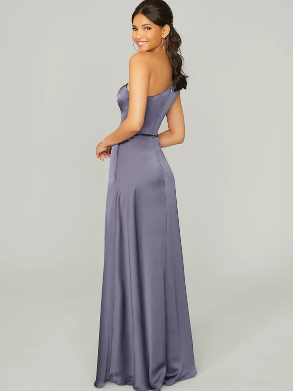 Bridesmaid Dresses Satin Fabric A-Line Floor-Length Wedding Party Dress