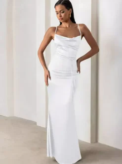 Bridesmaid Dresses Sheath Floor-Length Zipper Satin Fabric Formal Gowns