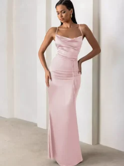 Bridesmaid Dresses Sheath Floor-Length Zipper Satin Fabric Formal Gowns