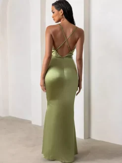 Bridesmaid Dresses Sheath Floor-Length Zipper Satin Fabric Formal Gowns