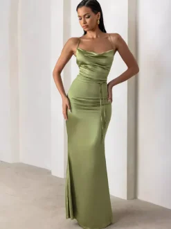Bridesmaid Dresses Sheath Floor-Length Zipper Satin Fabric Formal Gowns