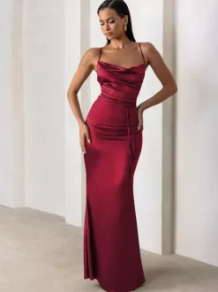 Bridesmaid Dresses Sheath Floor-Length Zipper Satin Fabric Formal Gowns