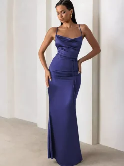 Bridesmaid Dresses Sheath Floor-Length Zipper Satin Fabric Formal Gowns
