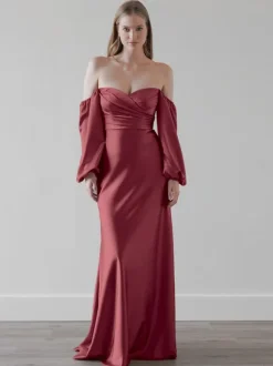 Bridesmaid Dresses Sheath Floor-Length Zipper Elastic Silk Like Satin Wedding Party Dress
