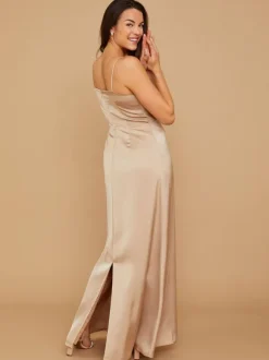 Bridesmaid Dresses Sheath Floor-Length Zipper Satin Fabric Wedding Party Dress
