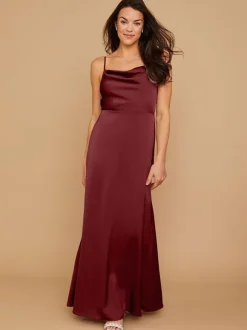 Bridesmaid Dresses Sheath Floor-Length Zipper Satin Fabric Wedding Party Dress