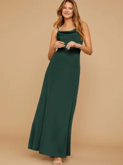 Bridesmaid Dresses Sheath Floor-Length Zipper Satin Fabric Wedding Party Dress
