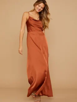 Bridesmaid Dresses Sheath Floor-Length Zipper Satin Fabric Wedding Party Dress