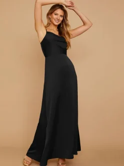 Bridesmaid Dresses Sheath Floor-Length Zipper Satin Fabric Wedding Party Dress