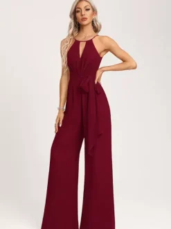 Bridesmaid Dress Jumpsuit Floor-Length Zipper Chiffon Wedding Party Dress