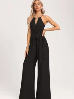Bridesmaid Dress Jumpsuit Floor-Length Zipper Chiffon Wedding Party Dress