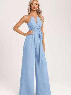 Bridesmaid Dress Jumpsuit Floor-Length Zipper Chiffon Wedding Party Dress