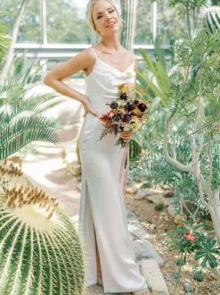 Bridesmaid Dress Mermaid Floor-Length Sleeveless Zipper Elastic Silk Like Satin Brick Red Wedding Party Dress