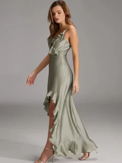 Bridesmaid Dress Mermaid Floor-Length Zipper Elastic Silk Like Satin Wedding Party Dress