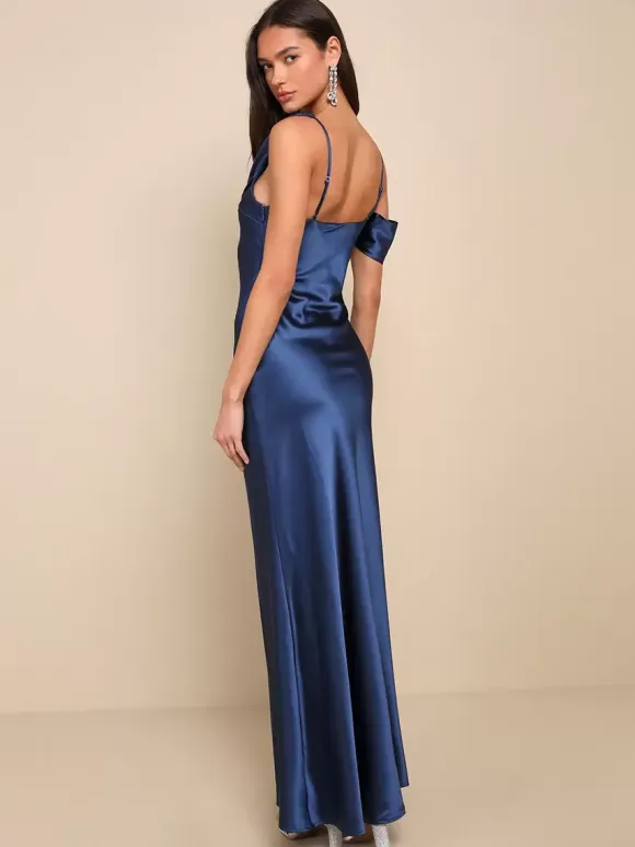 Bridesmaid Dress Open Back Asymmetrical Mermaid Wedding Party Maxi Dresses