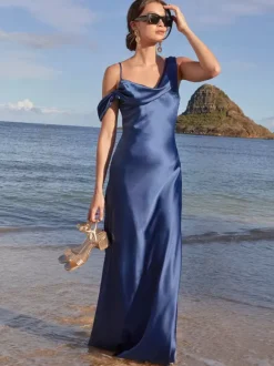 Bridesmaid Dress Open Back Asymmetrical Mermaid Wedding Party Maxi Dresses