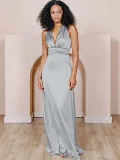 Bridesmaid Dress Satin Fabric A-Line Floor-Length Formal Gowns