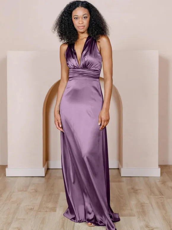 Bridesmaid Dress Satin Fabric A-Line Floor-Length Formal Gowns