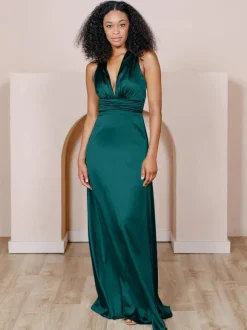 Bridesmaid Dress Satin Fabric A-Line Floor-Length Formal Gowns