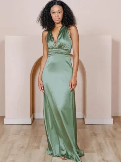 Bridesmaid Dress Satin Fabric A-Line Floor-Length Formal Gowns