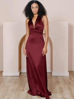 Bridesmaid Dress Satin Fabric A-Line Floor-Length Formal Gowns