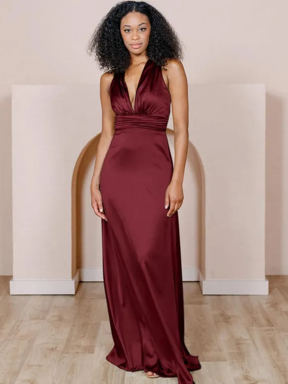 Bridesmaid Dress Satin Fabric A-Line Floor-Length Formal Gowns