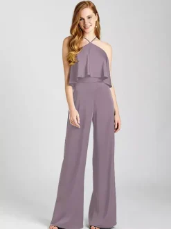 Bridesmaid Dress Satin Fabric Jumpsuit Floor-Length Formal Gowns