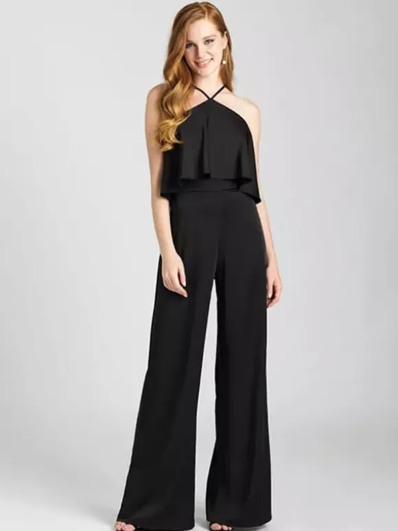 Bridesmaid Dress Satin Fabric Jumpsuit Floor-Length Formal Gowns