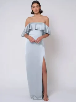 Bridesmaid Dress Satin Fabric Ball Gown Floor-Length Wedding Party Dress