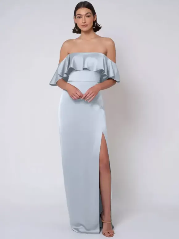 Bridesmaid Dress Satin Fabric Ball Gown Floor-Length Wedding Party Dress