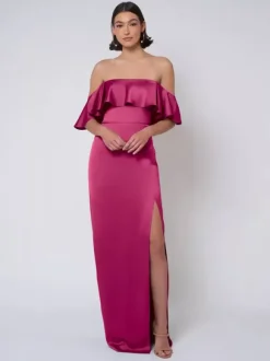 Bridesmaid Dress Satin Fabric Ball Gown Floor-Length Wedding Party Dress
