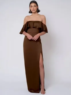 Bridesmaid Dress Satin Fabric Ball Gown Floor-Length Wedding Party Dress