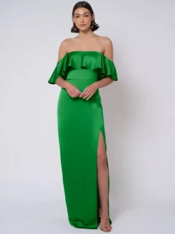 Bridesmaid Dress Satin Fabric Ball Gown Floor-Length Wedding Party Dress