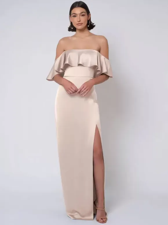 Bridesmaid Dress Satin Fabric Ball Gown Floor-Length Wedding Party Dress