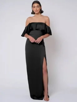 Bridesmaid Dress Satin Fabric Ball Gown Floor-Length Wedding Party Dress
