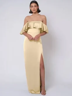 Bridesmaid Dress Satin Fabric Ball Gown Floor-Length Wedding Party Dress