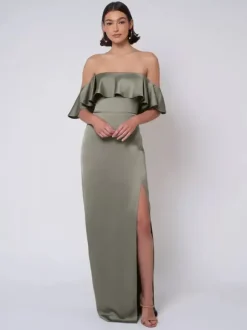 Bridesmaid Dress Satin Fabric Ball Gown Floor-Length Wedding Party Dress