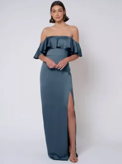Bridesmaid Dress Satin Fabric Ball Gown Floor-Length Wedding Party Dress